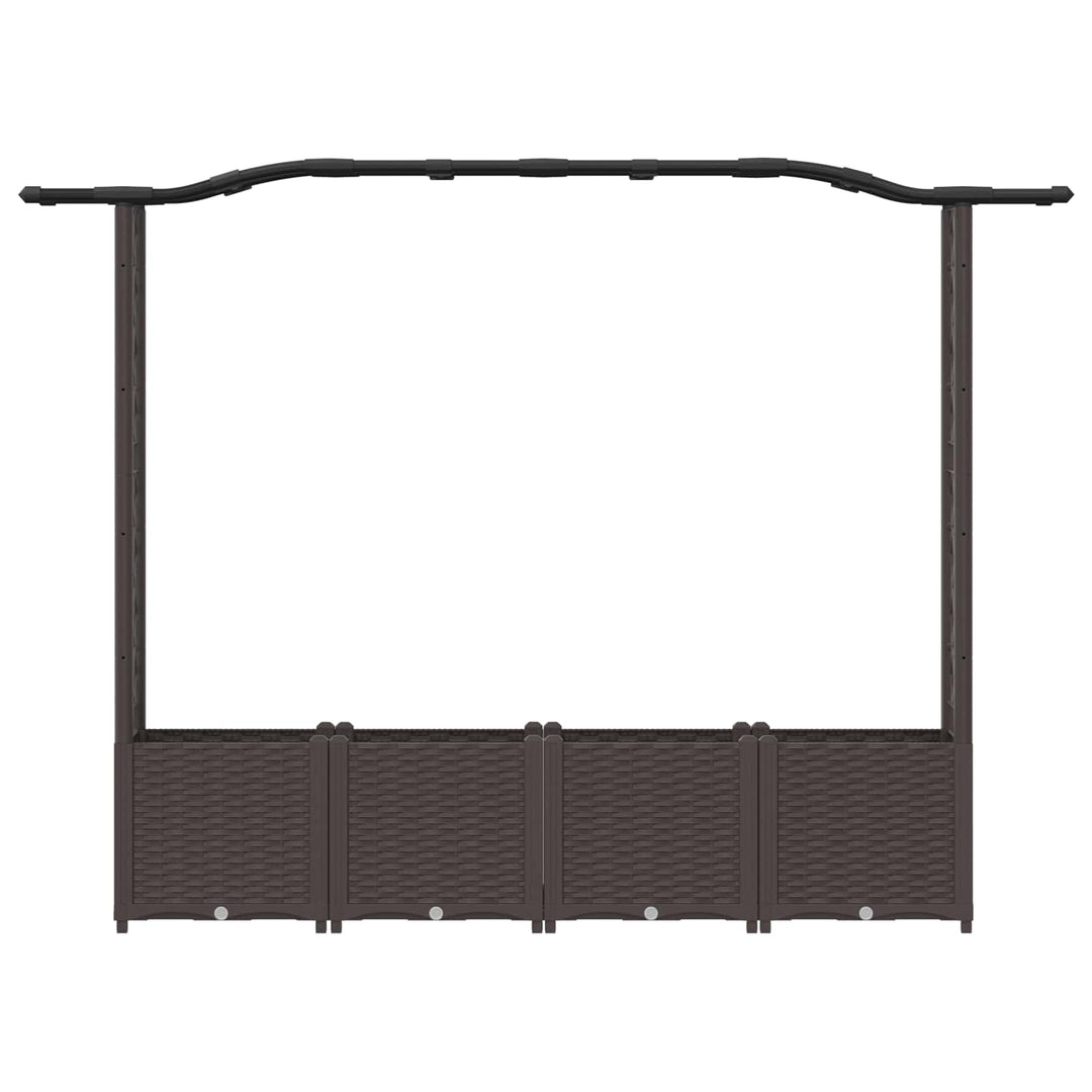 Hævet Bed med Trellis og Tag Brun 204 x 40 x 141 cm PP