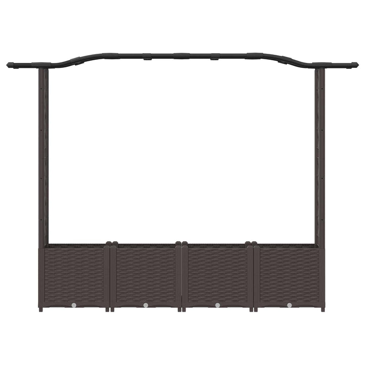 Hævet Bed med Trellis og Tag Brun 204 x 40 x 141 cm PP