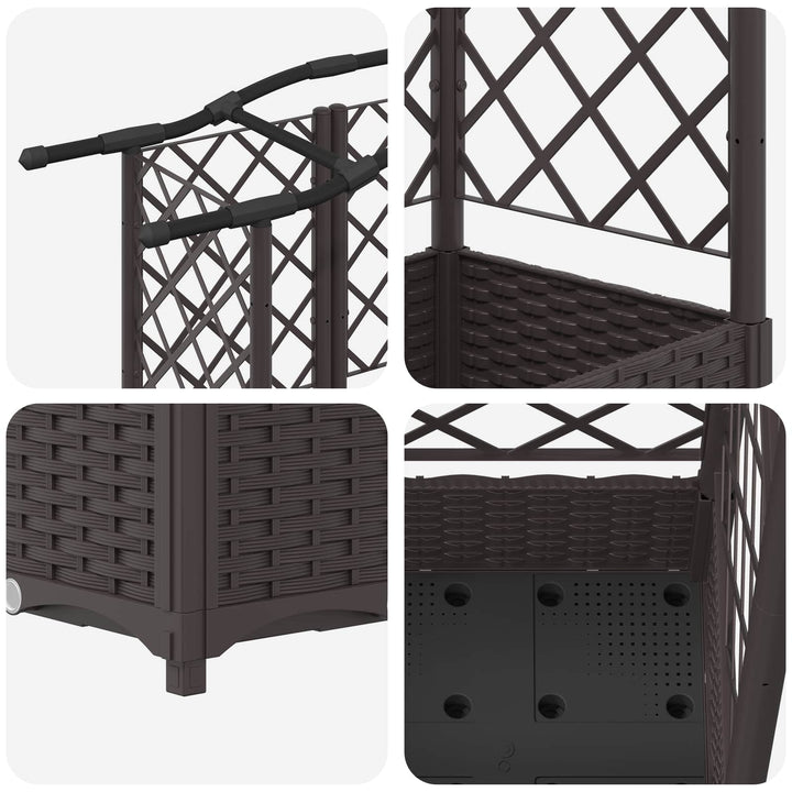 Hævet Bed med Trellis og Tag Brun 124 x 40 x 123 cm PP