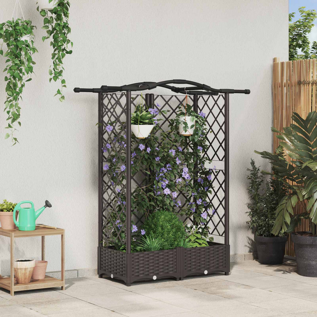 Hævet Bed med Trellis og Tag Brun 124 x 40 x 123 cm PP