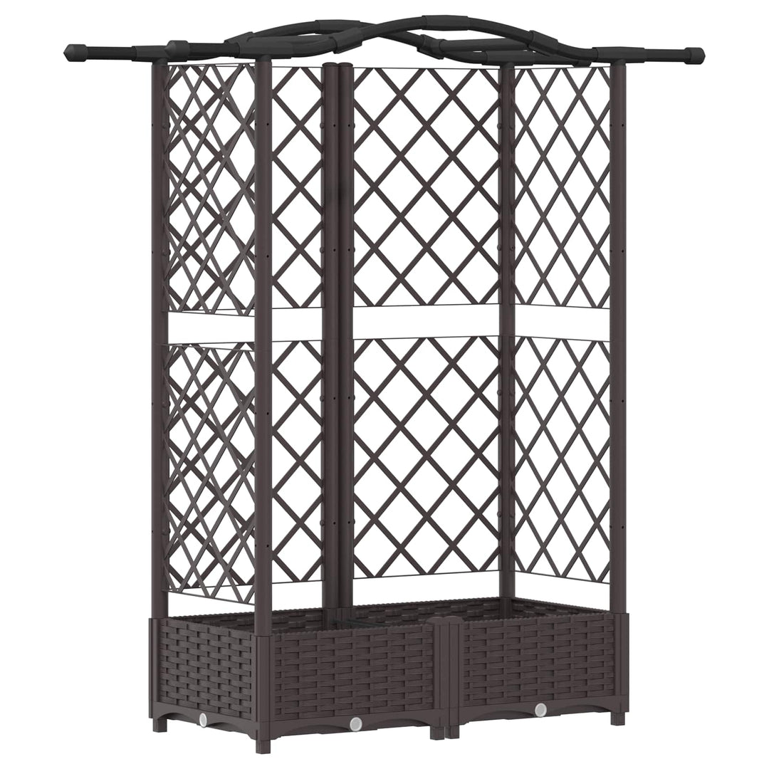 Hævet Bed med Trellis og Tag Brun 124 x 40 x 123 cm PP