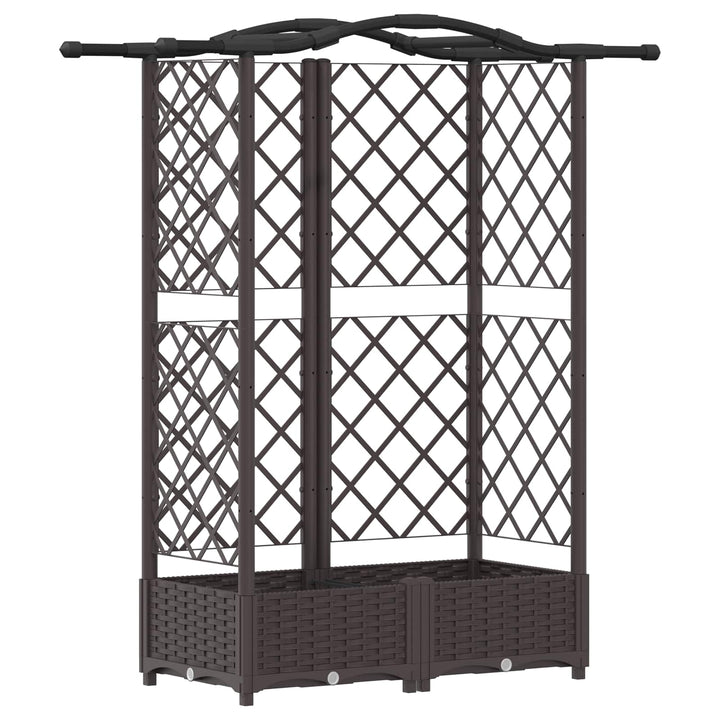 Hævet Bed med Trellis og Tag Brun 124 x 40 x 123 cm PP
