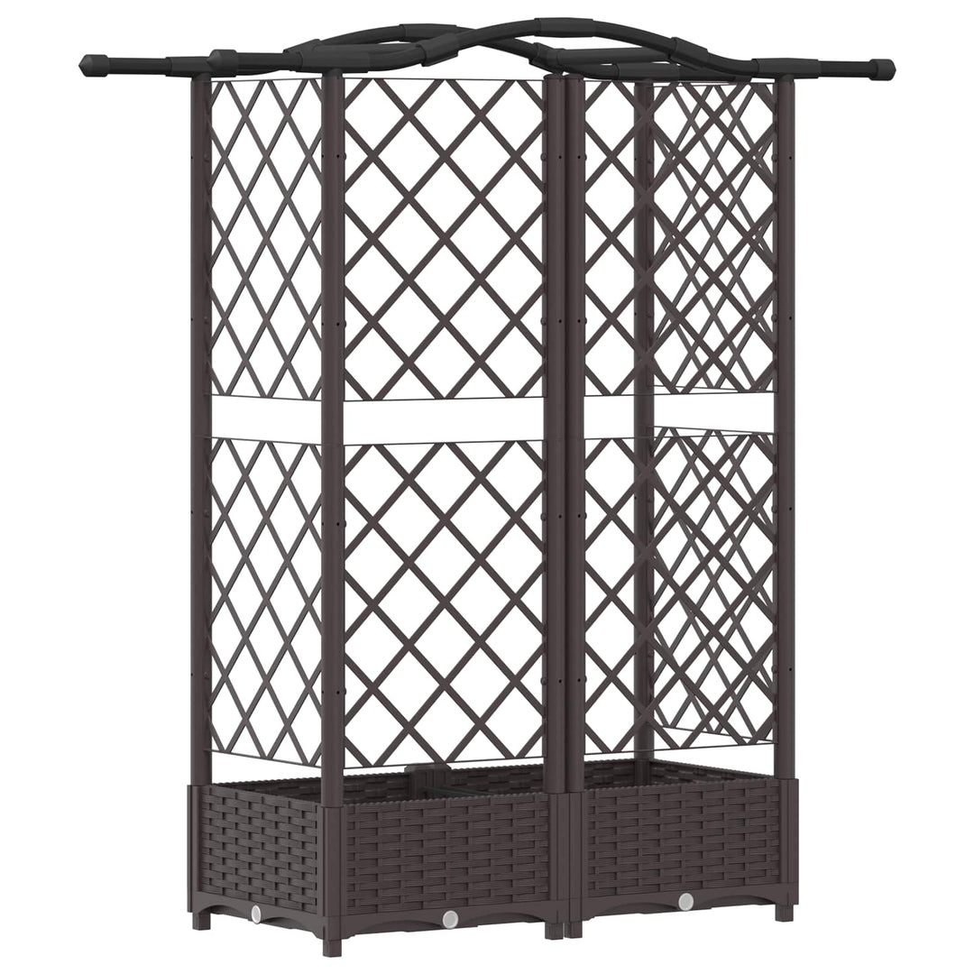 Hævet Bed med Trellis og Tag Brun 124 x 40 x 123 cm PP
