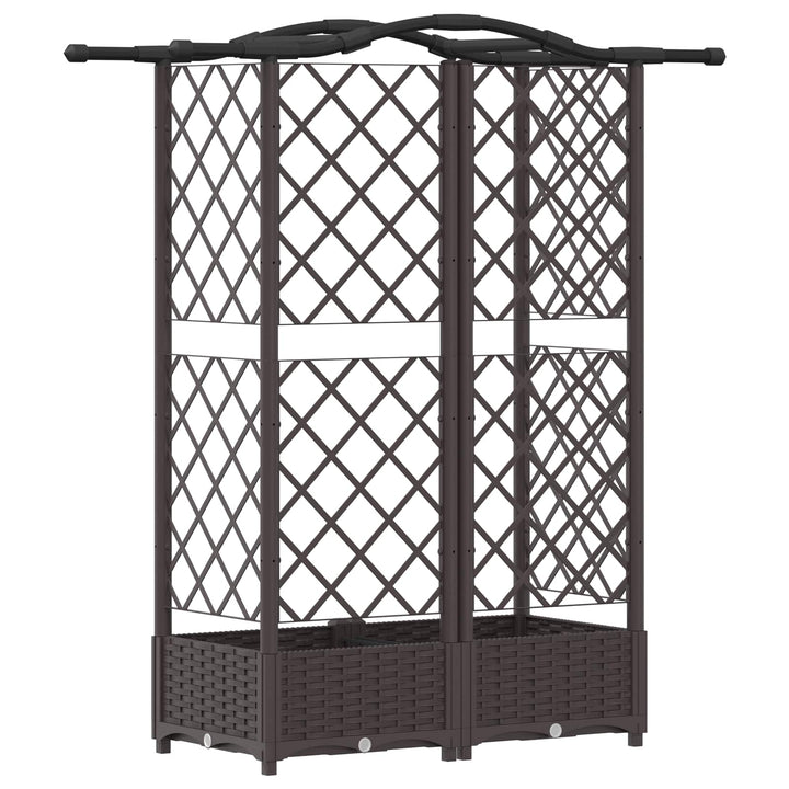 Hævet Bed med Trellis og Tag Brun 124 x 40 x 123 cm PP
