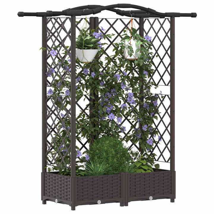 Hævet Bed med Trellis og Tag Brun 124 x 40 x 123 cm PP