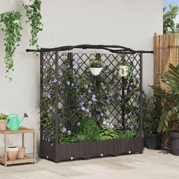 Hævet Bed med Trellis og Tag Brun 163 x 40 x 123 cm PP