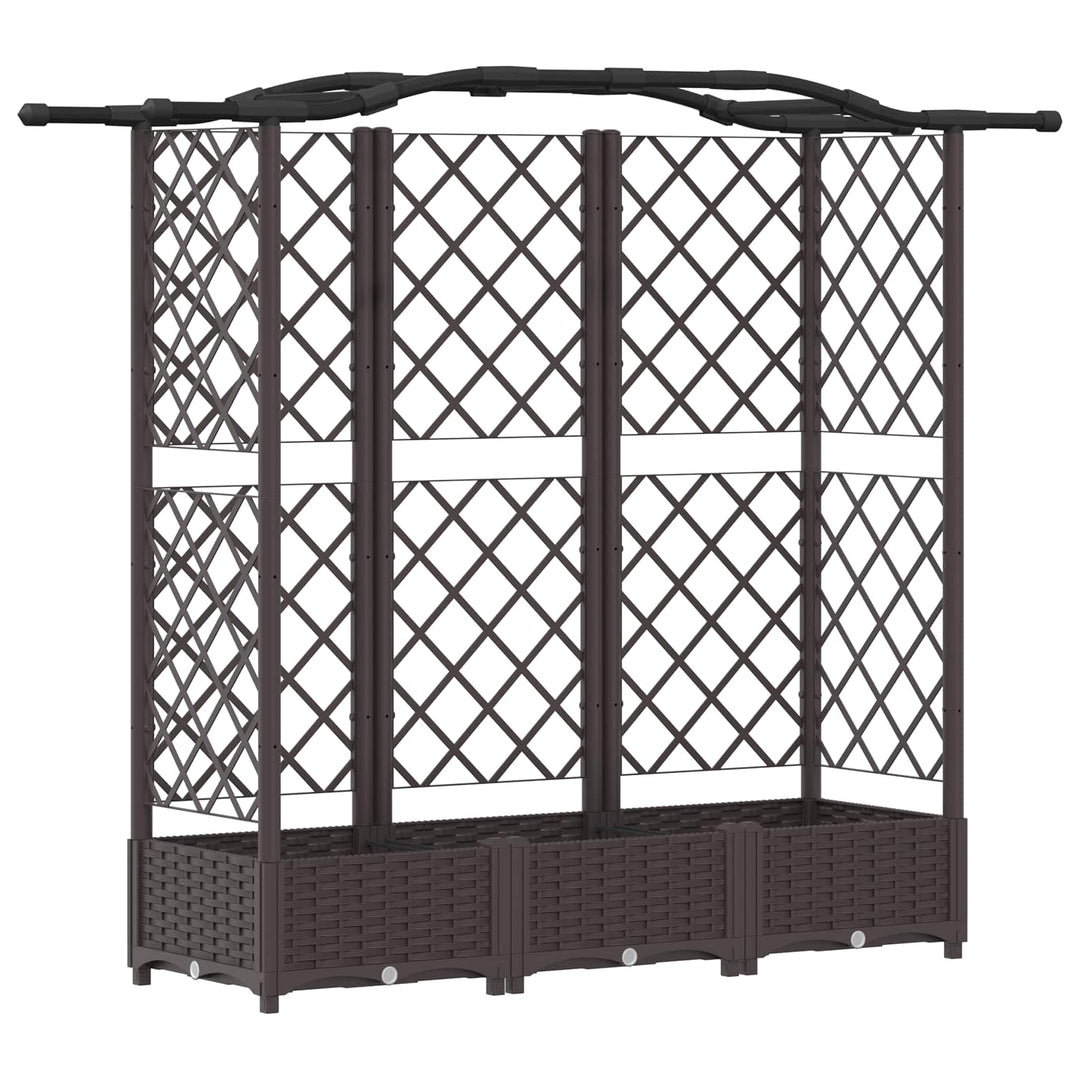 Hævet Bed med Trellis og Tag Brun 163 x 40 x 123 cm PP