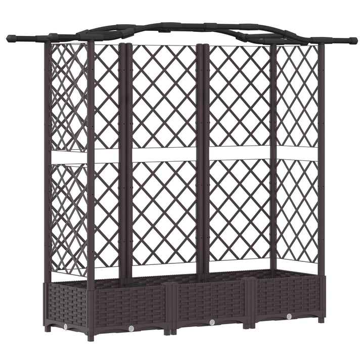 Hævet Bed med Trellis og Tag Brun 163 x 40 x 123 cm PP