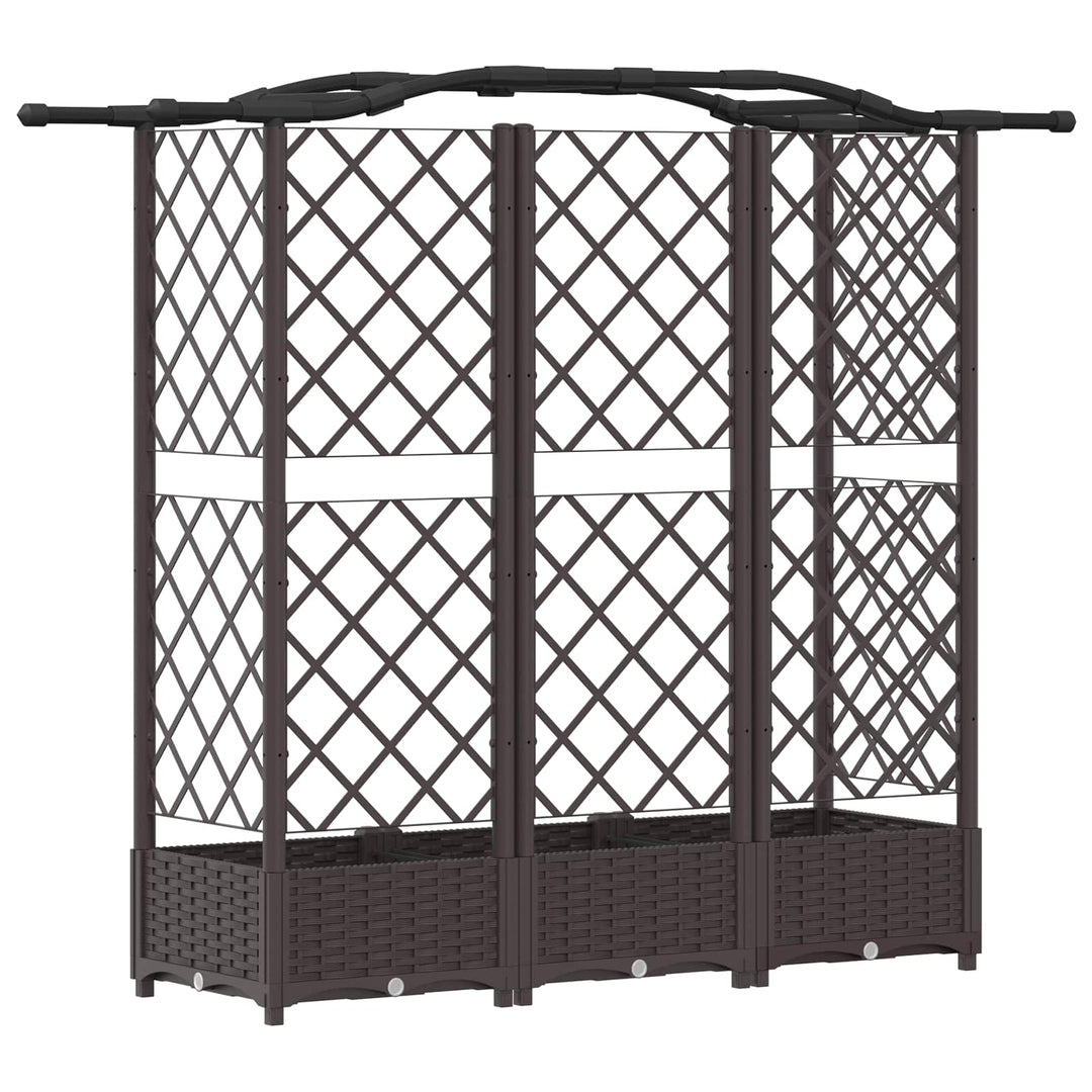 Hævet Bed med Trellis og Tag Brun 163 x 40 x 123 cm PP