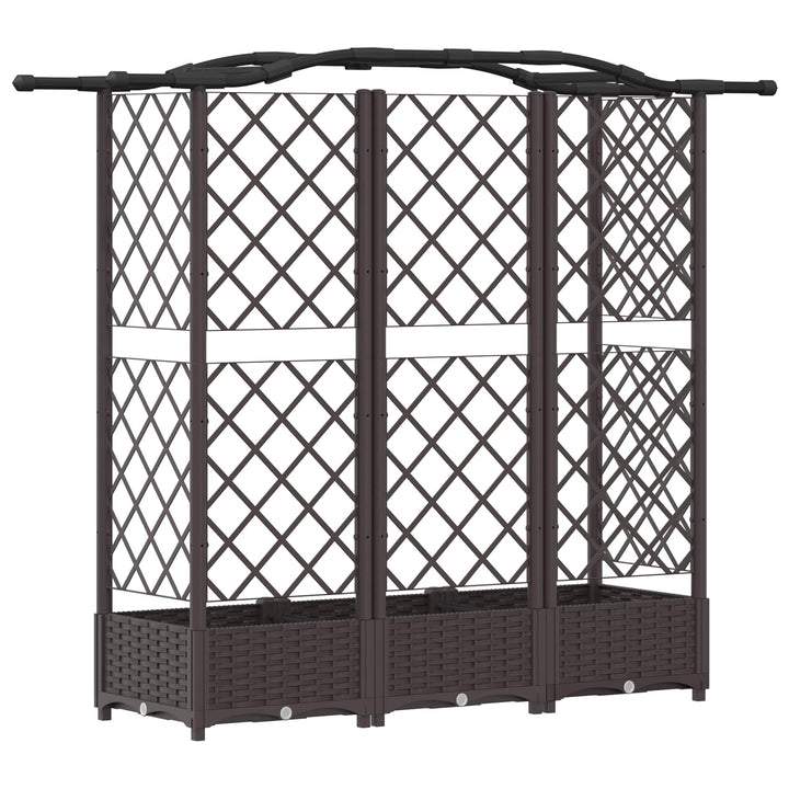 Hævet Bed med Trellis og Tag Brun 163 x 40 x 123 cm PP