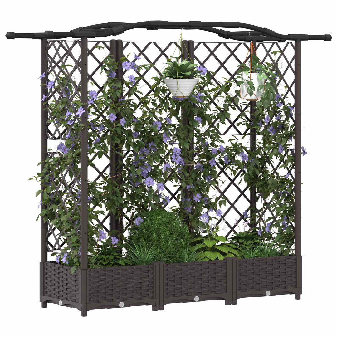 Hævet Bed med Trellis og Tag Brun 163 x 40 x 123 cm PP