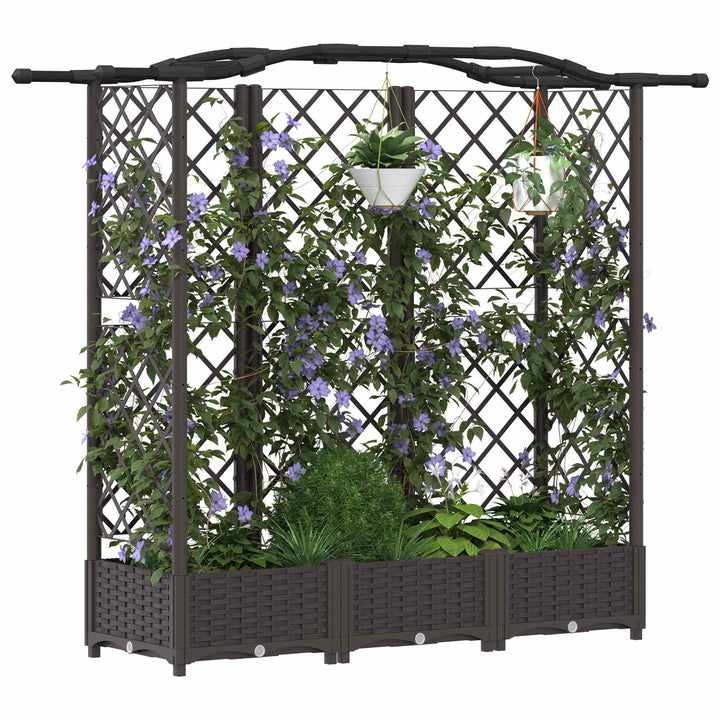 Hævet Bed med Trellis og Tag Brun 163 x 40 x 123 cm PP