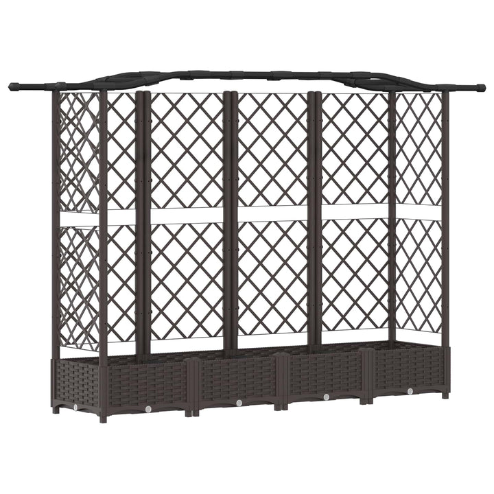 Hævet Bed med Trellis og Tag Brun 203,5 x 40 x 123 cm PP
