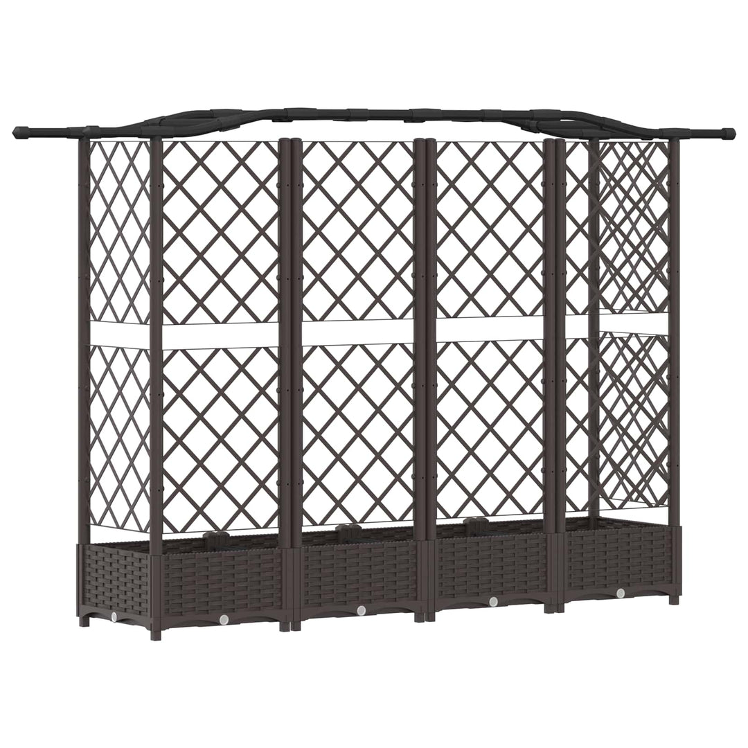 Hævet Bed med Trellis og Tag Brun 203,5 x 40 x 123 cm PP