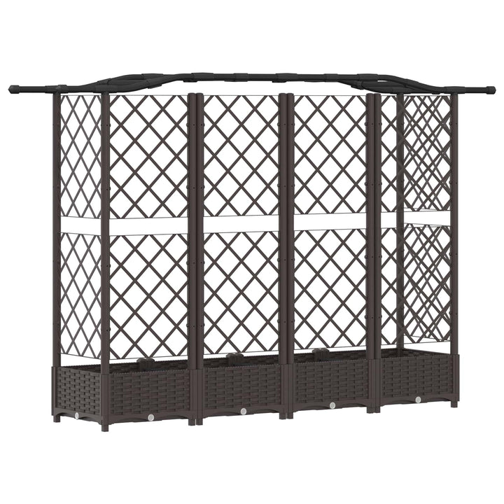 Hævet Bed med Trellis og Tag Brun 203,5 x 40 x 123 cm PP