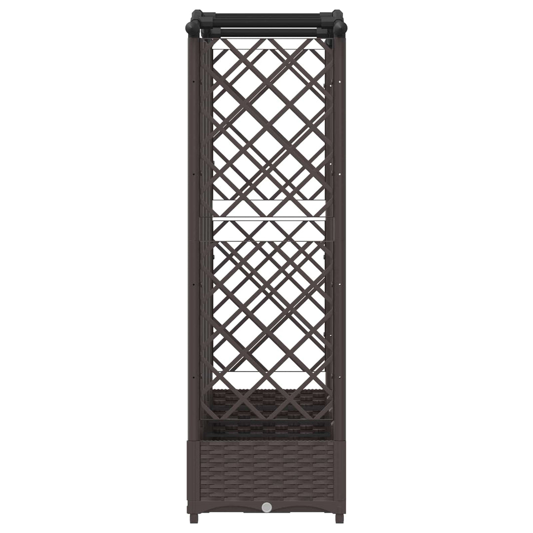 Hævet Bed med Trellis og Tag Brun 203,5 x 40 x 123 cm PP