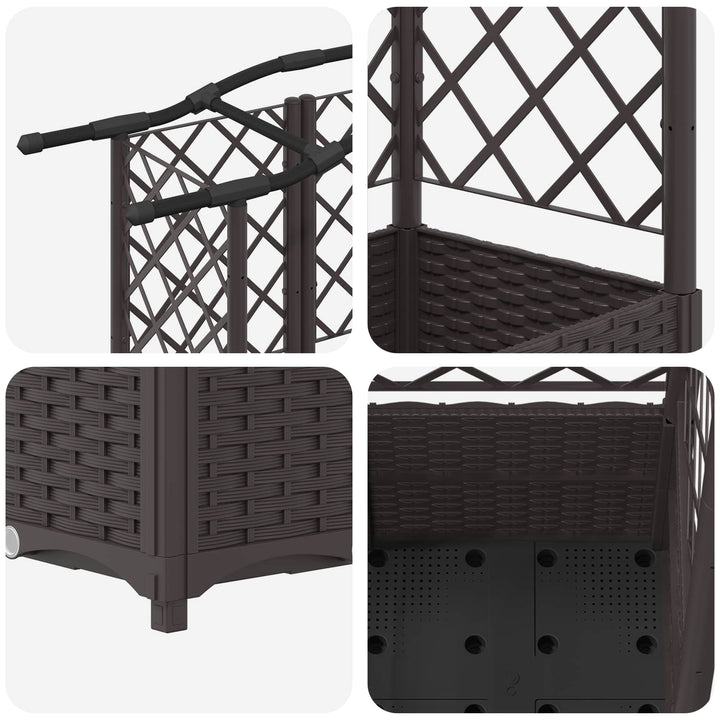 Hævet Bed med Trellis og Tag Brun 122 x 40 x 138 cm PP