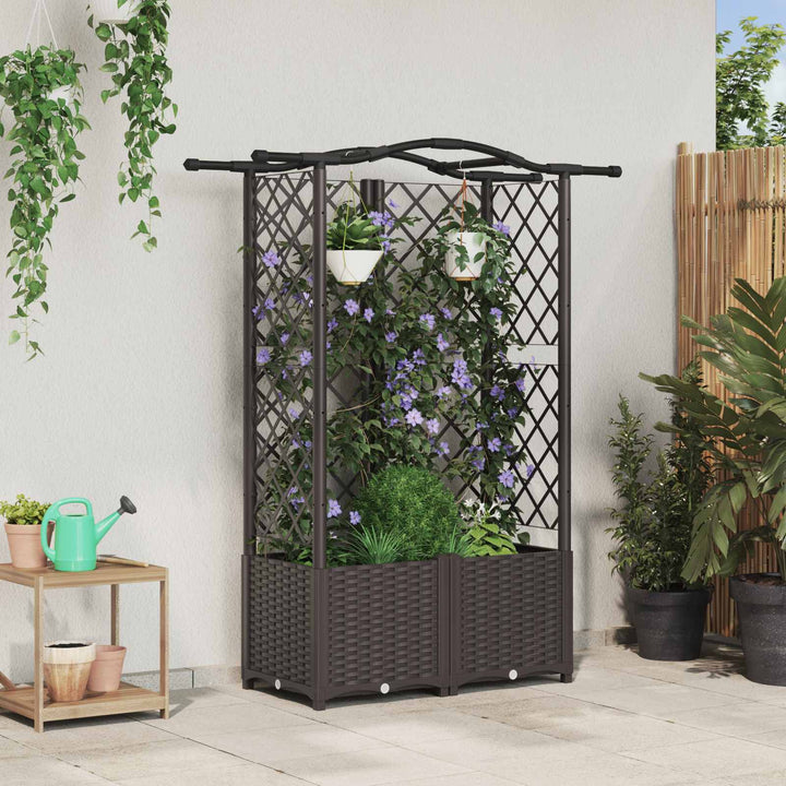Hævet Bed med Trellis og Tag Brun 122 x 40 x 138 cm PP
