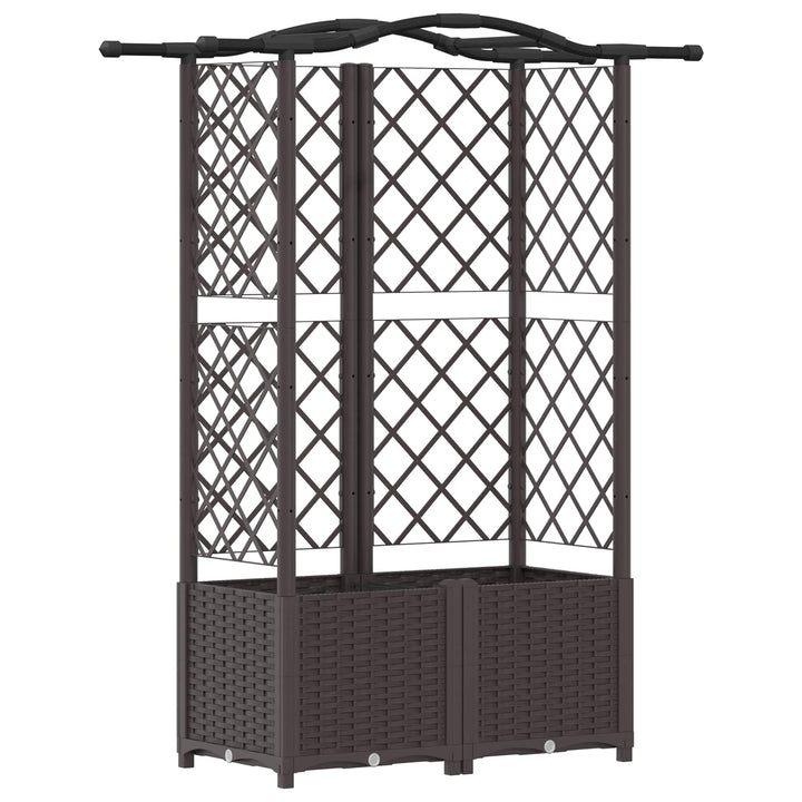 Hævet Bed med Trellis og Tag Brun 122 x 40 x 138 cm PP