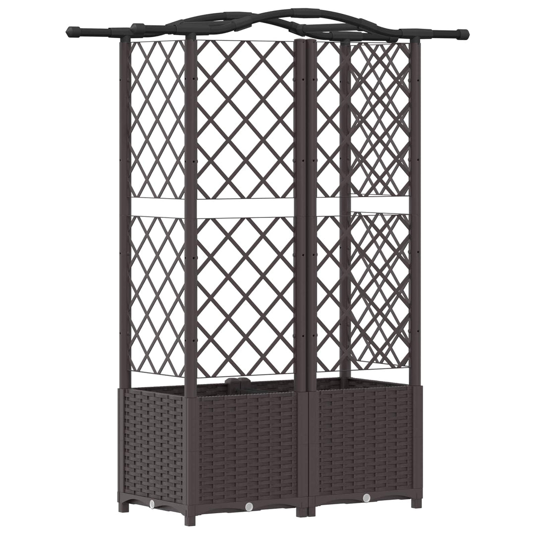 Hævet Bed med Trellis og Tag Brun 122 x 40 x 138 cm PP