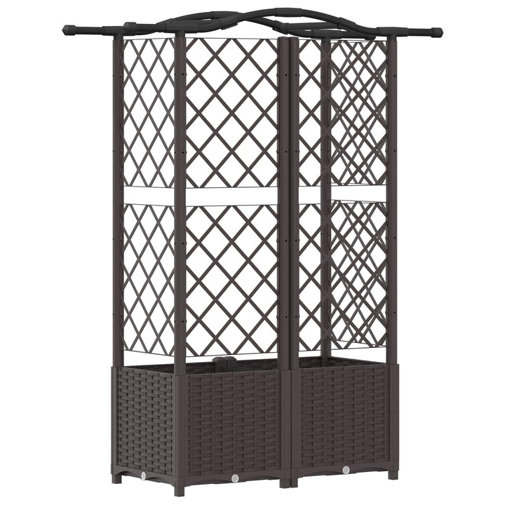 Hævet Bed med Trellis og Tag Brun 122 x 40 x 138 cm PP