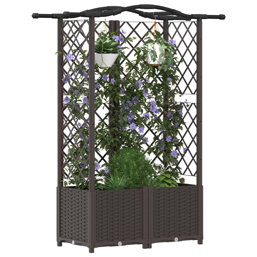 Hævet Bed med Trellis og Tag Brun 122 x 40 x 138 cm PP
