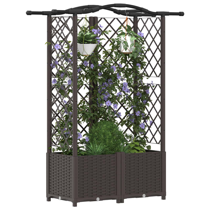 Hævet Bed med Trellis og Tag Brun 122 x 40 x 138 cm PP