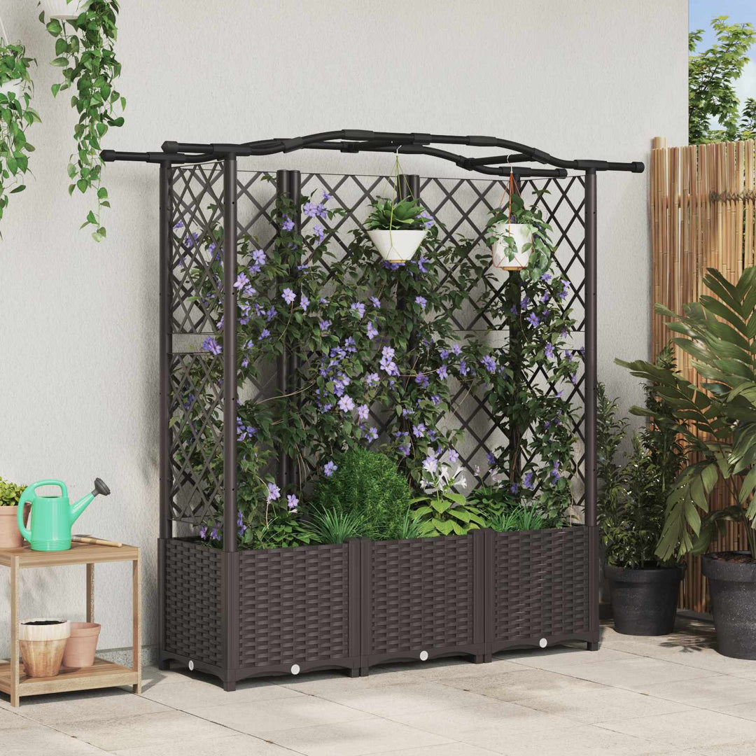 Hævet Bed med Trellis og Tag Brun 163 x 40 x 138 cm PP
