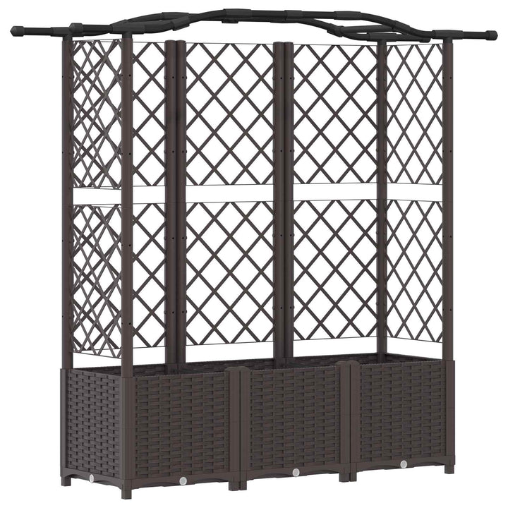 Hævet Bed med Trellis og Tag Brun 163 x 40 x 138 cm PP