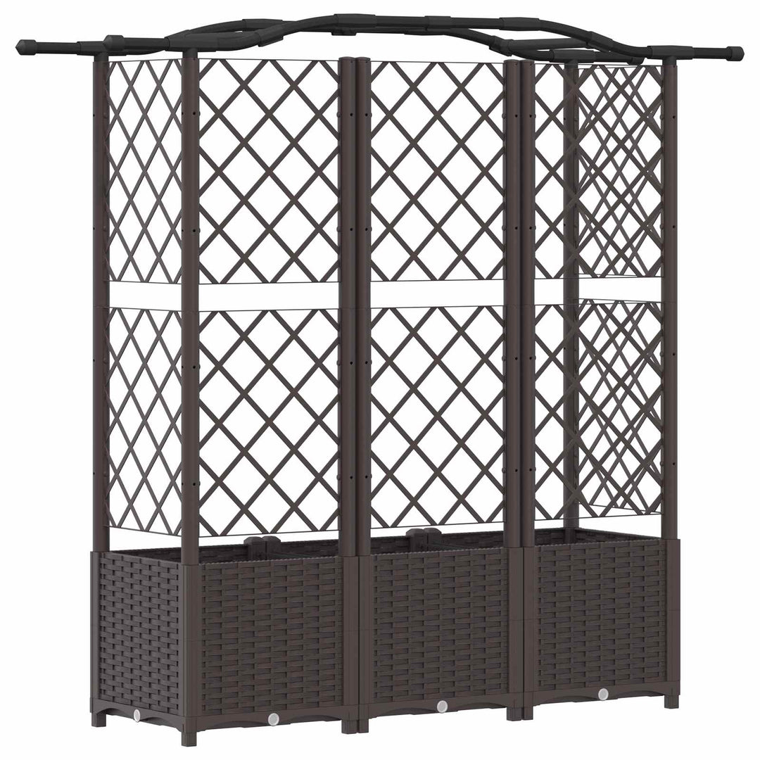 Hævet Bed med Trellis og Tag Brun 163 x 40 x 138 cm PP