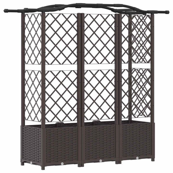 Hævet Bed med Trellis og Tag Brun 163 x 40 x 138 cm PP