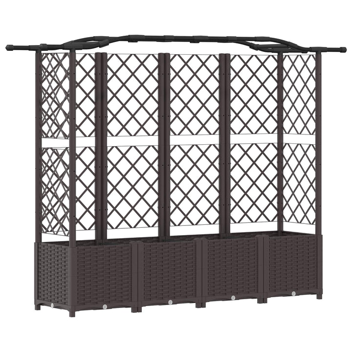 Hævet Bed med Trellis og Tag Brun 204 x 40 x 138 cm PP