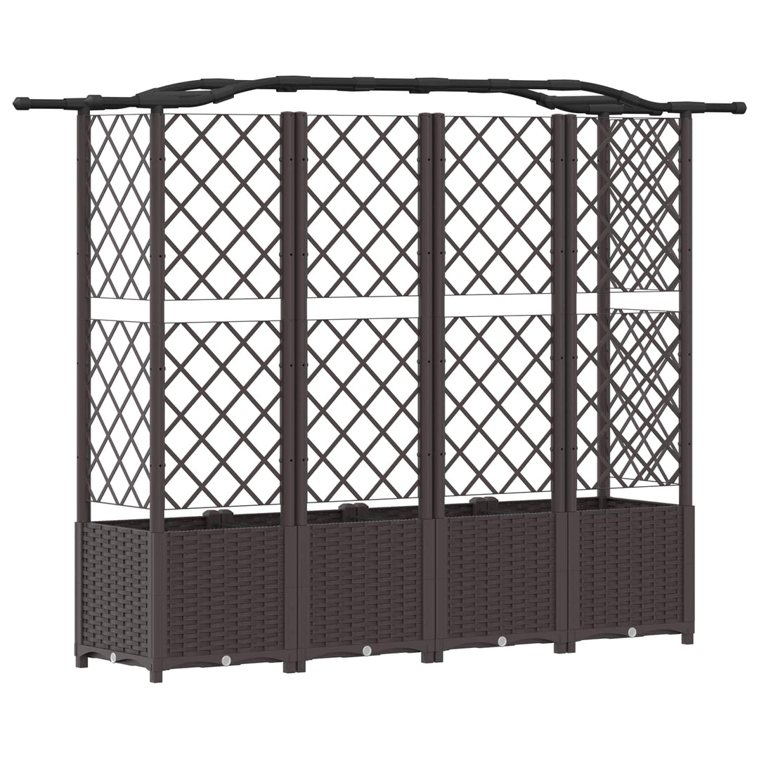 Hævet Bed med Trellis og Tag Brun 204 x 40 x 138 cm PP