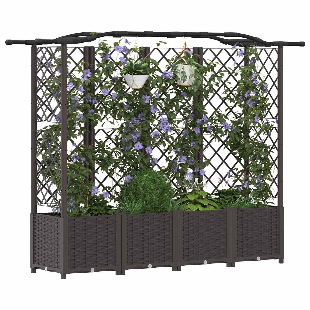 Hævet Bed med Trellis og Tag Brun 204 x 40 x 138 cm PP