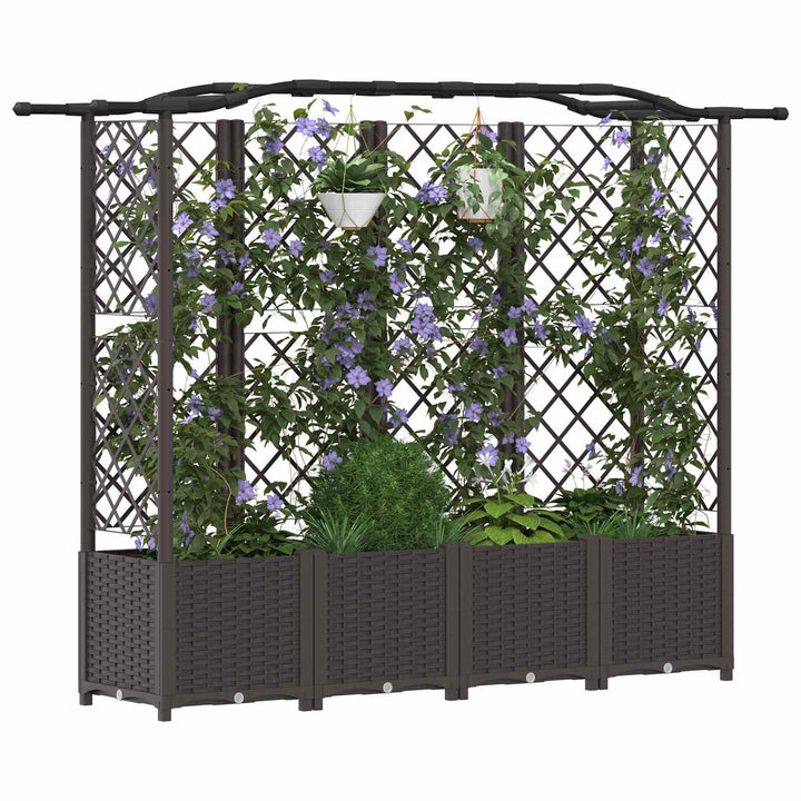 Hævet Bed med Trellis og Tag Brun 204 x 40 x 138 cm PP