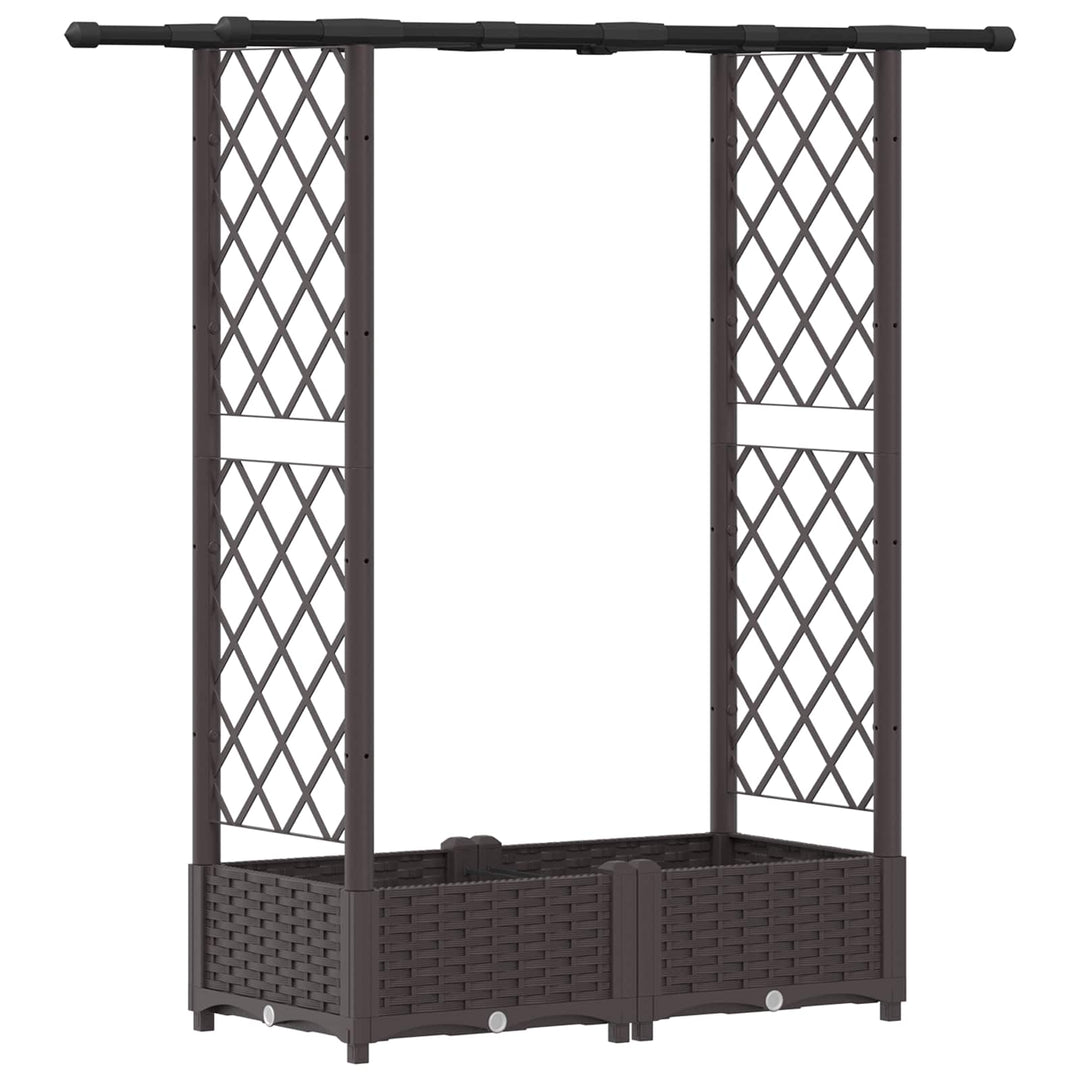 Hævet Bed med Trellis og Tag Brun 122,5 x 40 x 123 cm PP