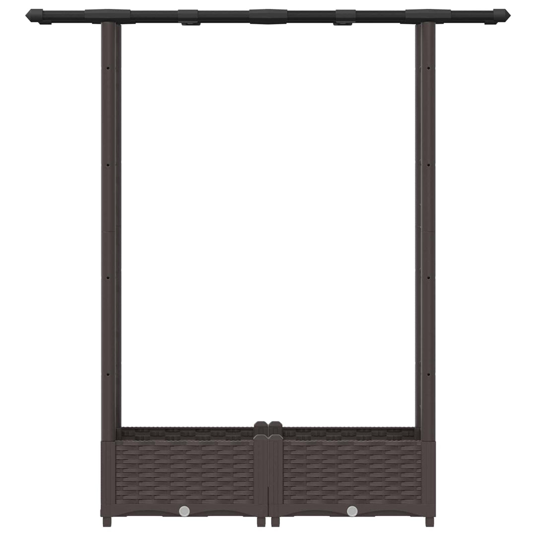 Hævet Bed med Trellis og Tag Brun 122,5 x 40 x 123 cm PP