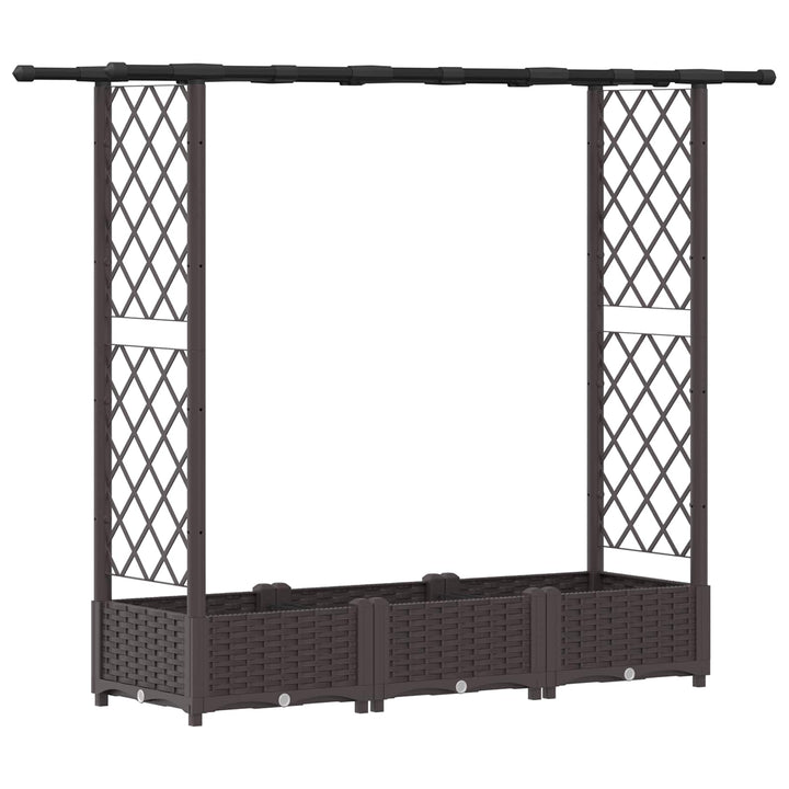 Hævet Bed med Trellis og Tag Brun 164 x 40 x 123 cm PP