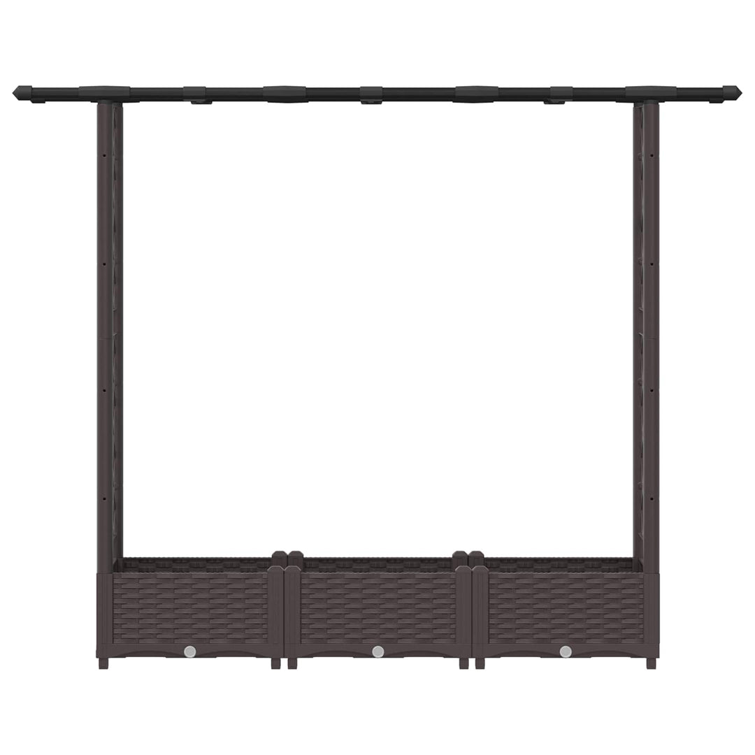 Hævet Bed med Trellis og Tag Brun 164 x 40 x 123 cm PP