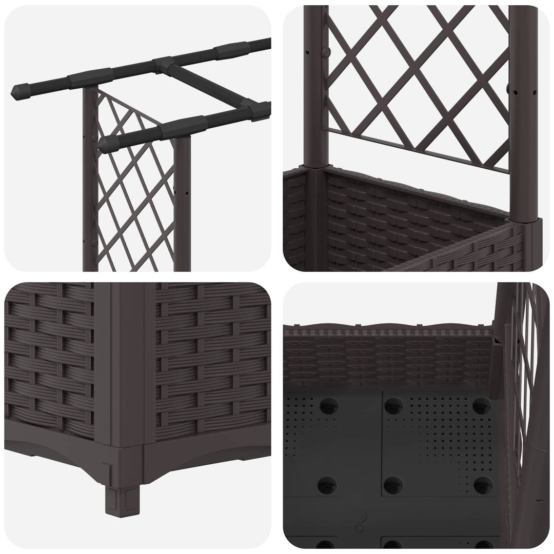 Hævet Bed med Trellis og Tag Brun 203 x 40 x 123 cm PP
