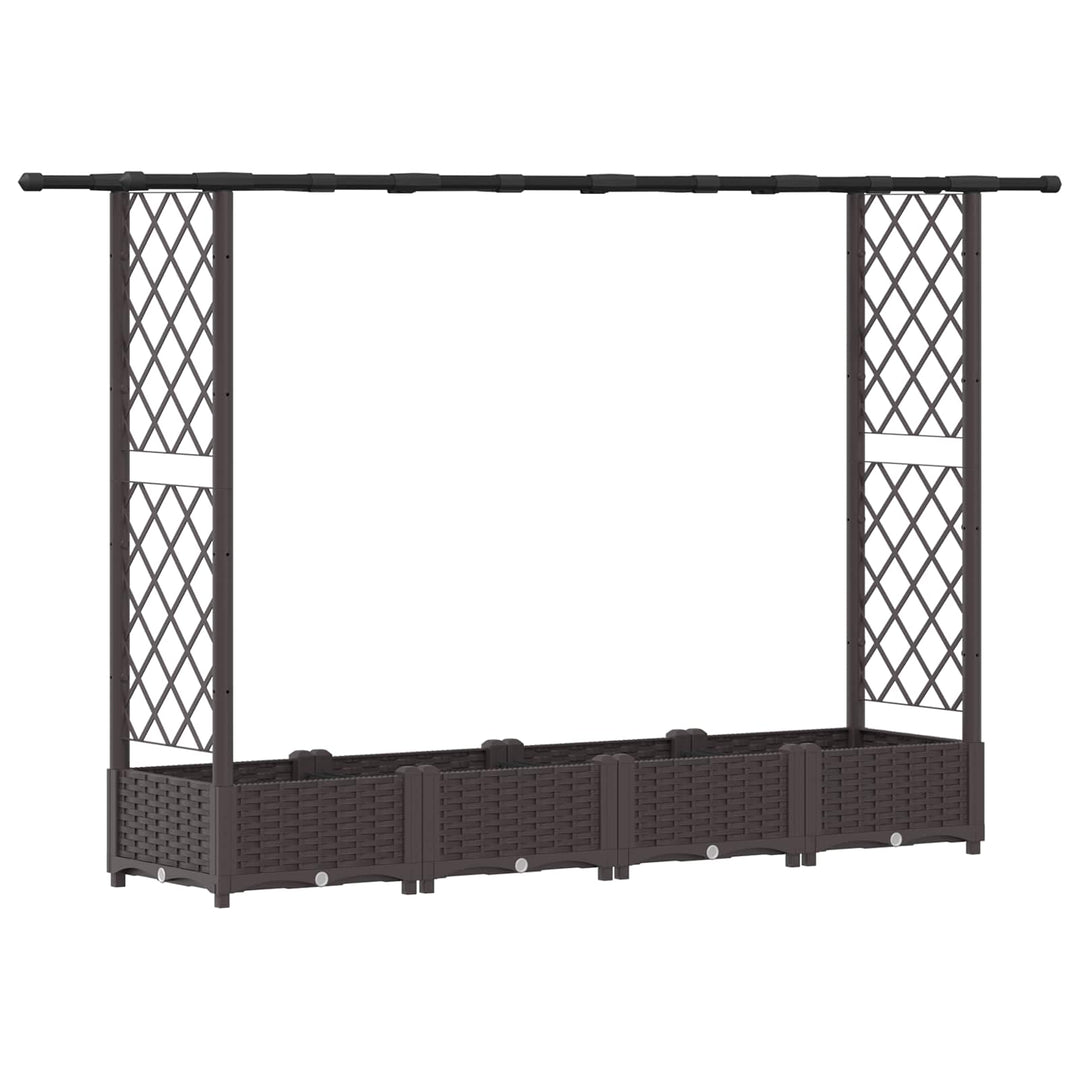 Hævet Bed med Trellis og Tag Brun 203 x 40 x 123 cm PP