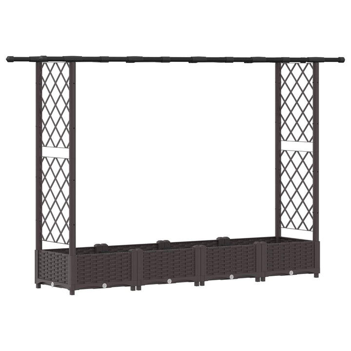 Hævet Bed med Trellis og Tag Brun 203 x 40 x 123 cm PP