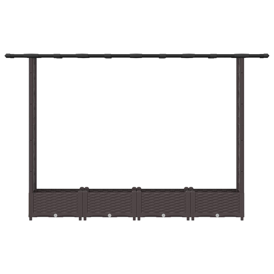 Hævet Bed med Trellis og Tag Brun 203 x 40 x 123 cm PP
