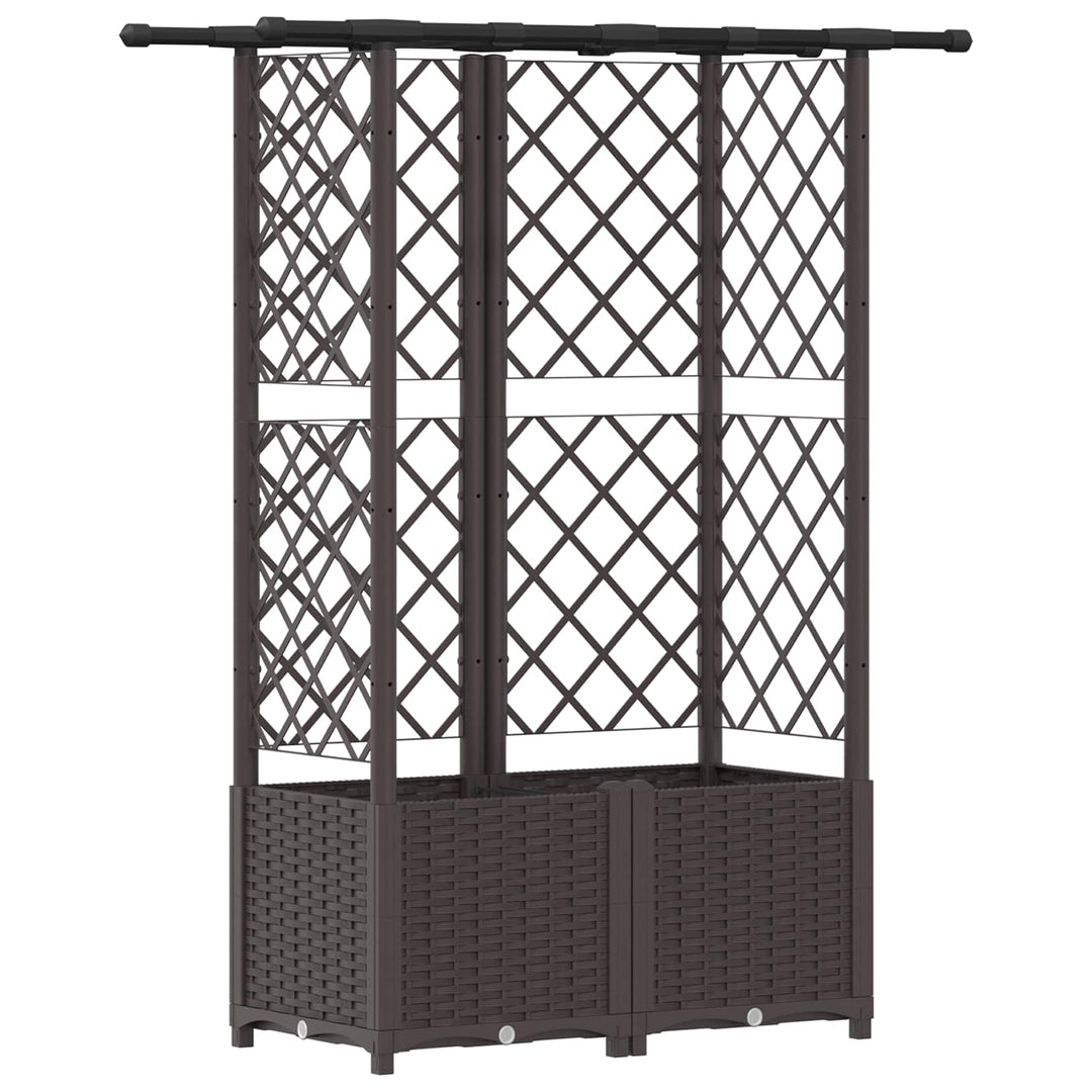 Hævet Bed med Trellis og Tag Brun 124,5 x 40 x 138 cm PP