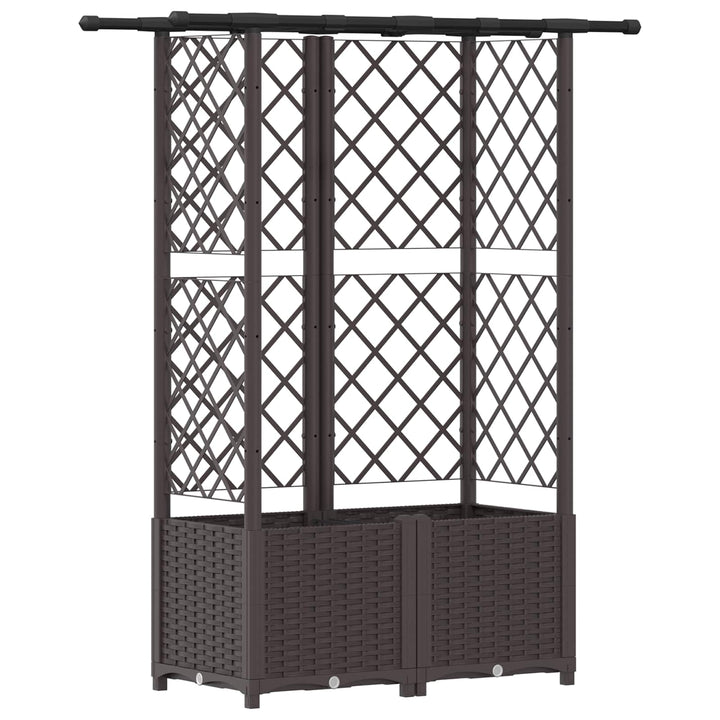 Hævet Bed med Trellis og Tag Brun 124,5 x 40 x 138 cm PP