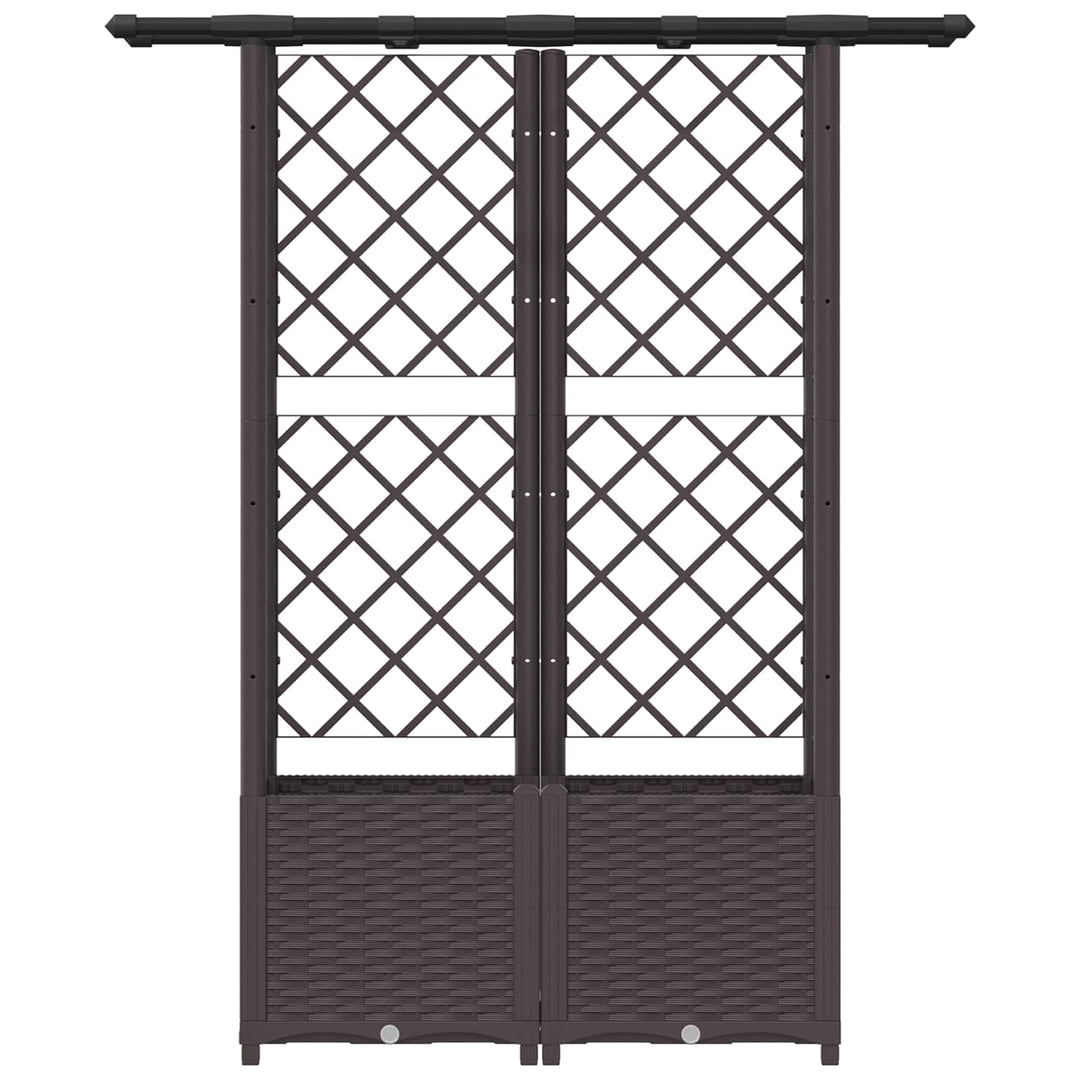 Hævet Bed med Trellis og Tag Brun 124,5 x 40 x 138 cm PP