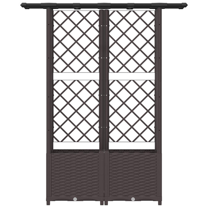 Hævet Bed med Trellis og Tag Brun 124,5 x 40 x 138 cm PP