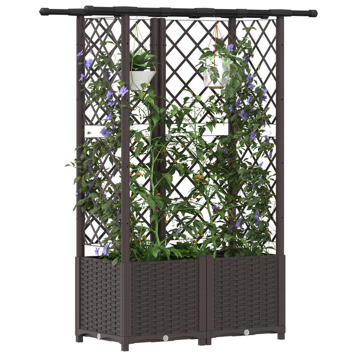 Hævet Bed med Trellis og Tag Brun 124,5 x 40 x 138 cm PP
