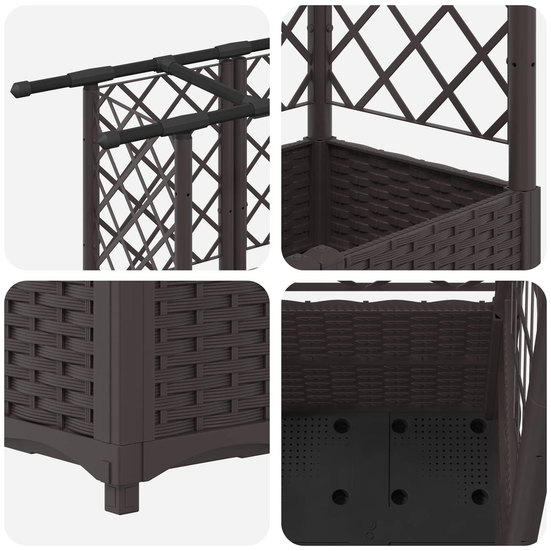 Hævet Bed med Trellis og Tag Brun 162,5 x 40 x 138 cm PP