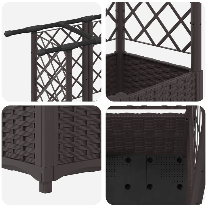Hævet Bed med Trellis og Tag Brun 162,5 x 40 x 138 cm PP